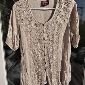 Raj Women's Cream Embroidered Blouse